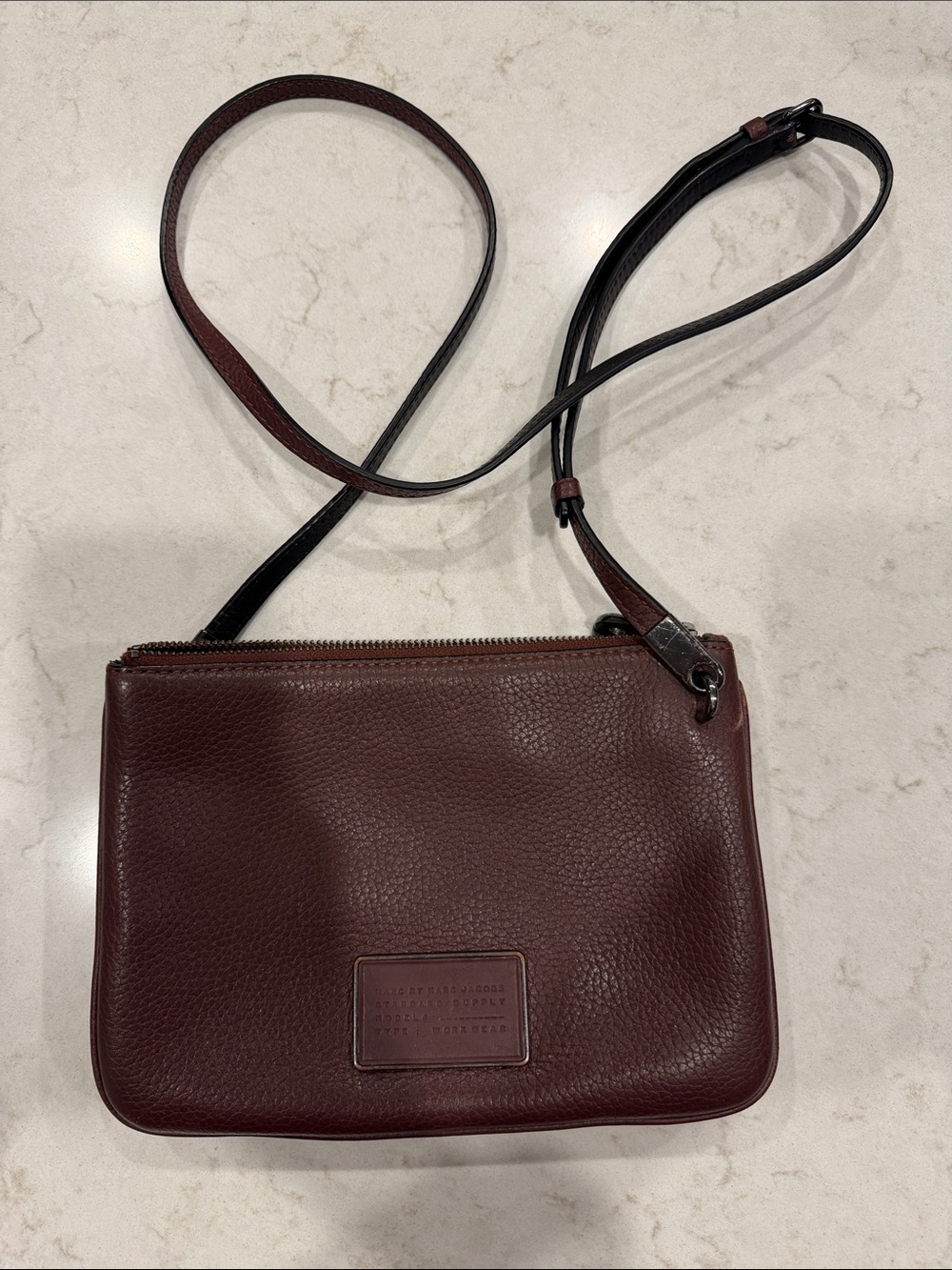 Marc By Marc Jacobs Pebbled Leather Crossbody in Burgundy